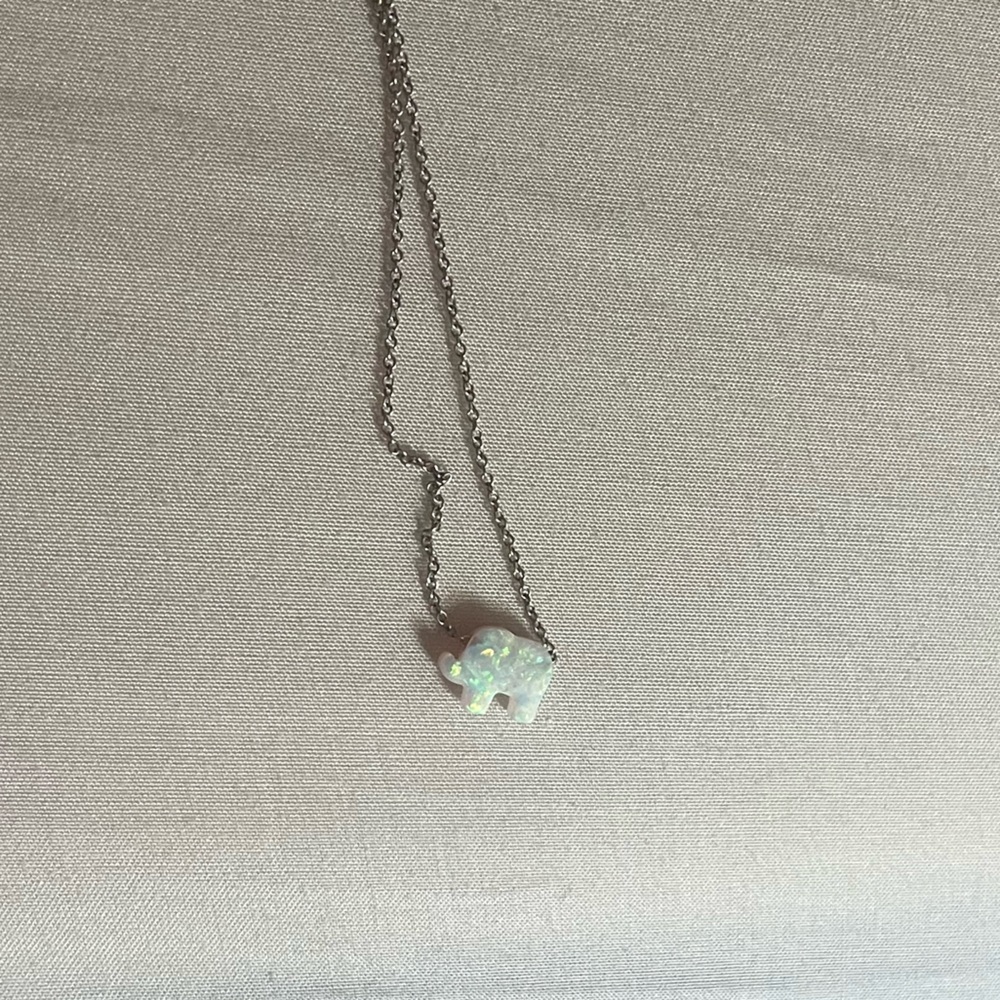 Opal Elephant Dainty Necklace